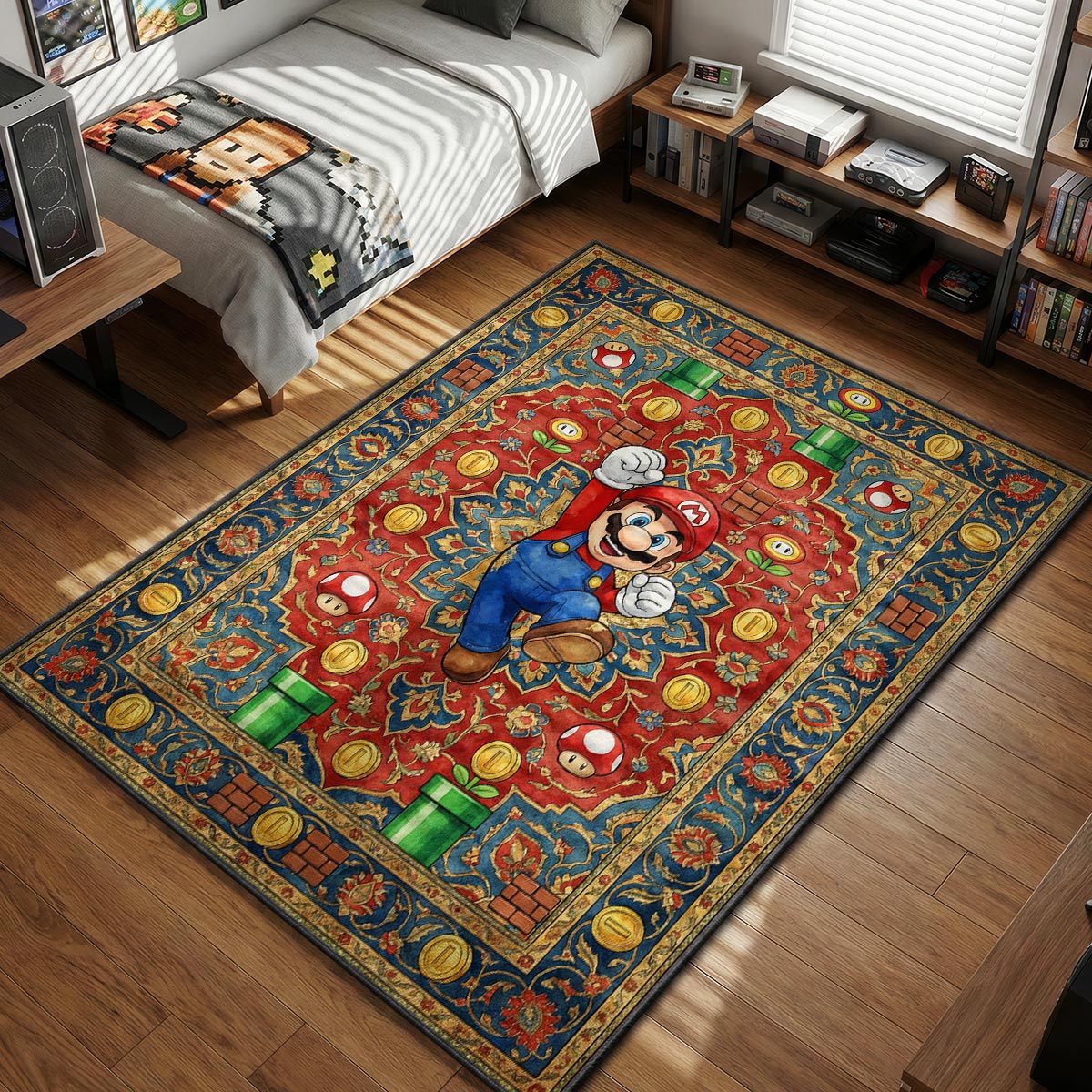 Kerdom Rug Mario Persian Kingdom Rug - Super Mario Chair Mat | Padloom
