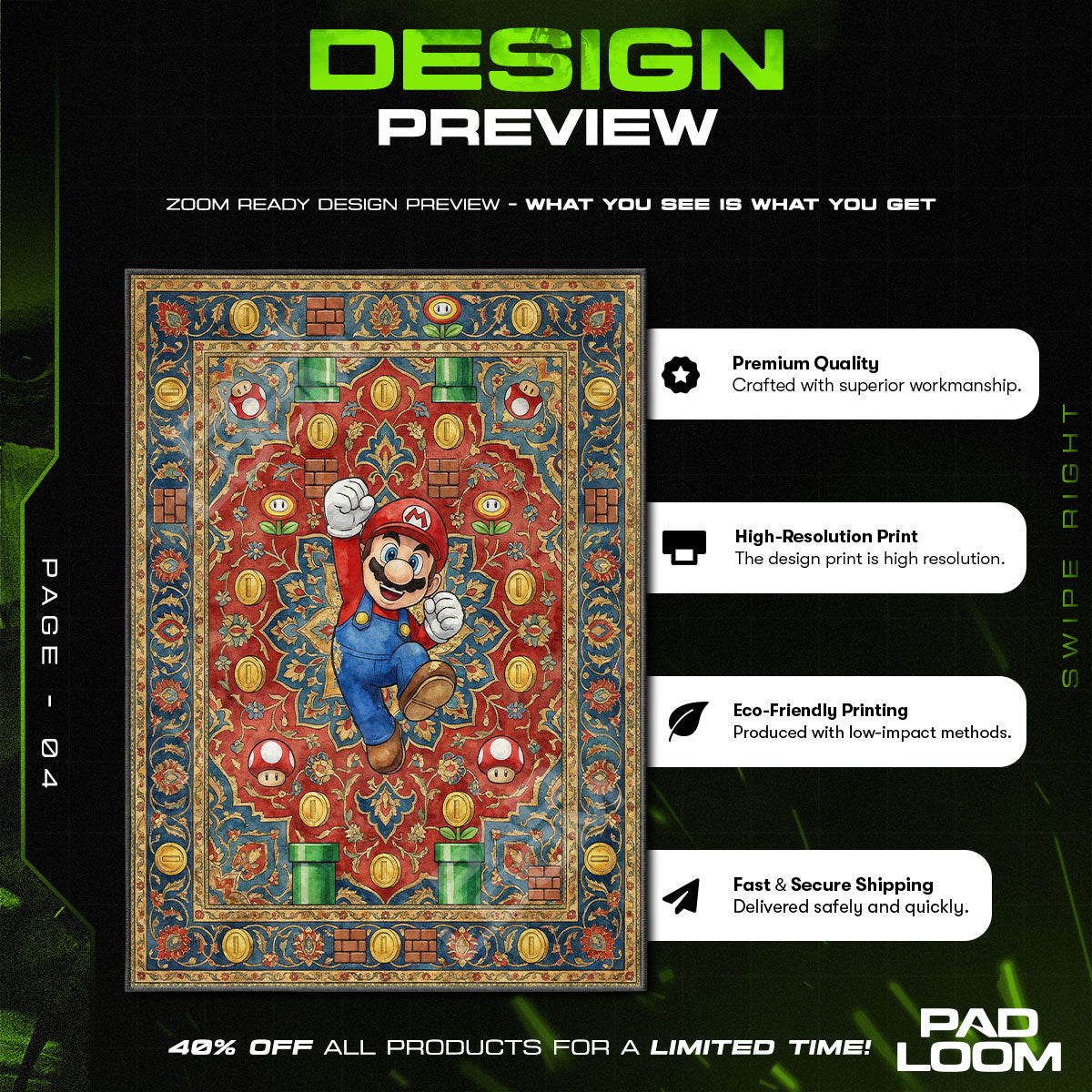 Chair character design printed on rug