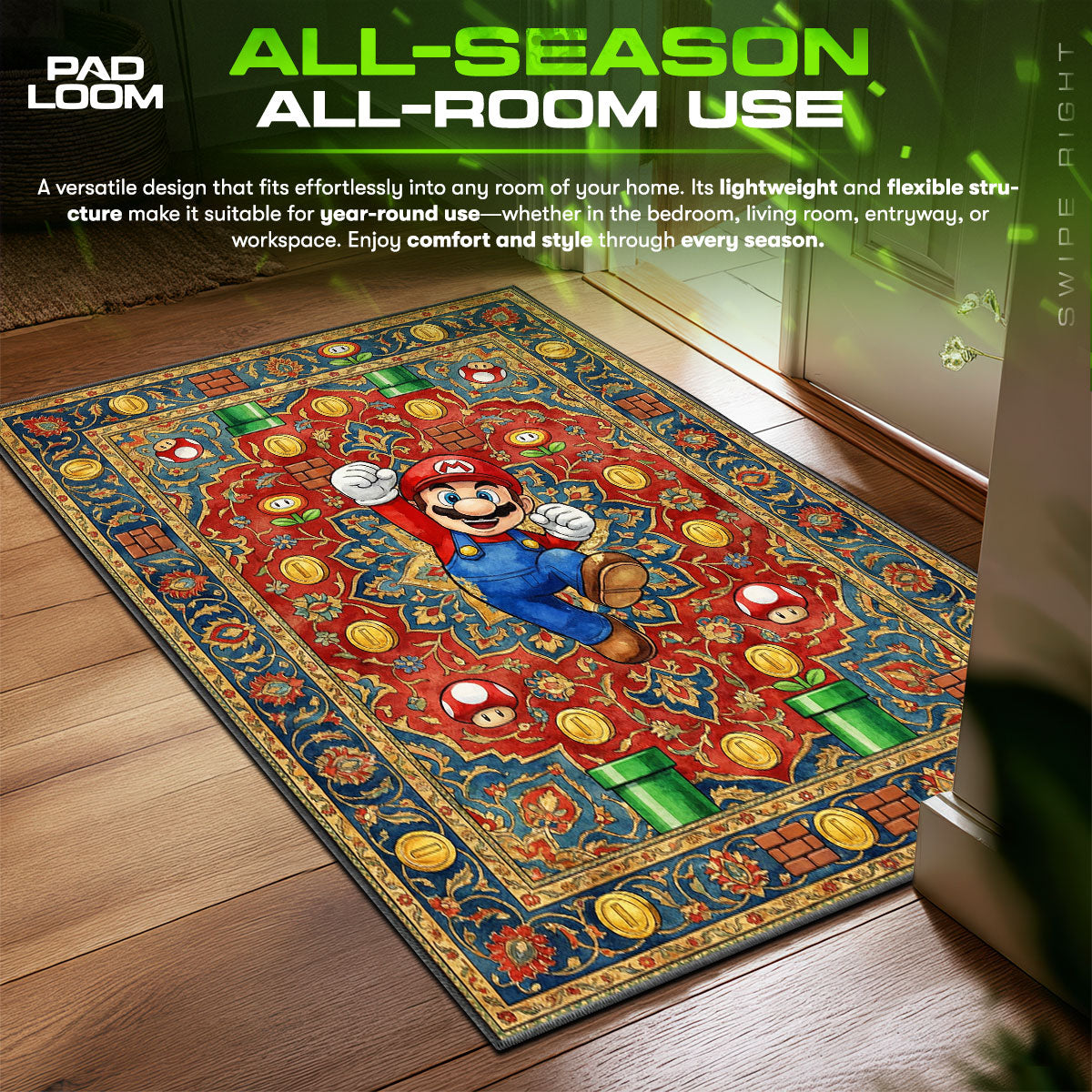 Mario Persian Kingdom Super Mario Chair fan rug — premium quality print