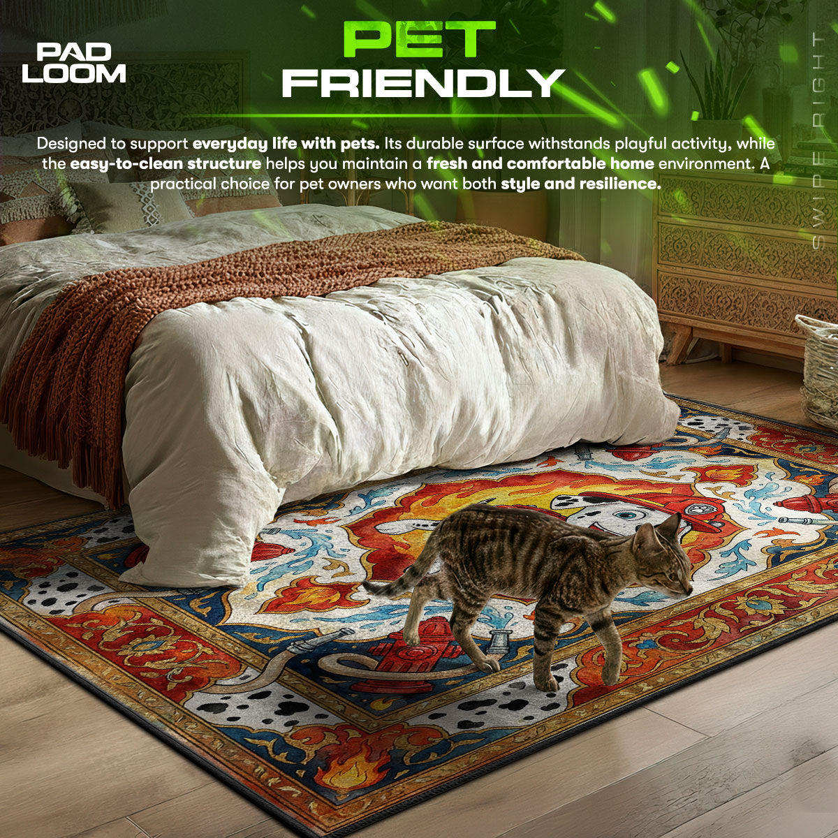 Marshall Fired themed area rug for home decor fans