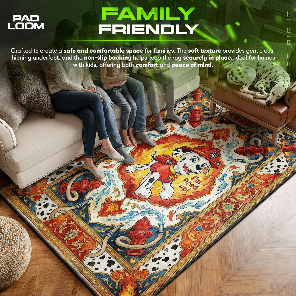 Bedroom character design printed on rug