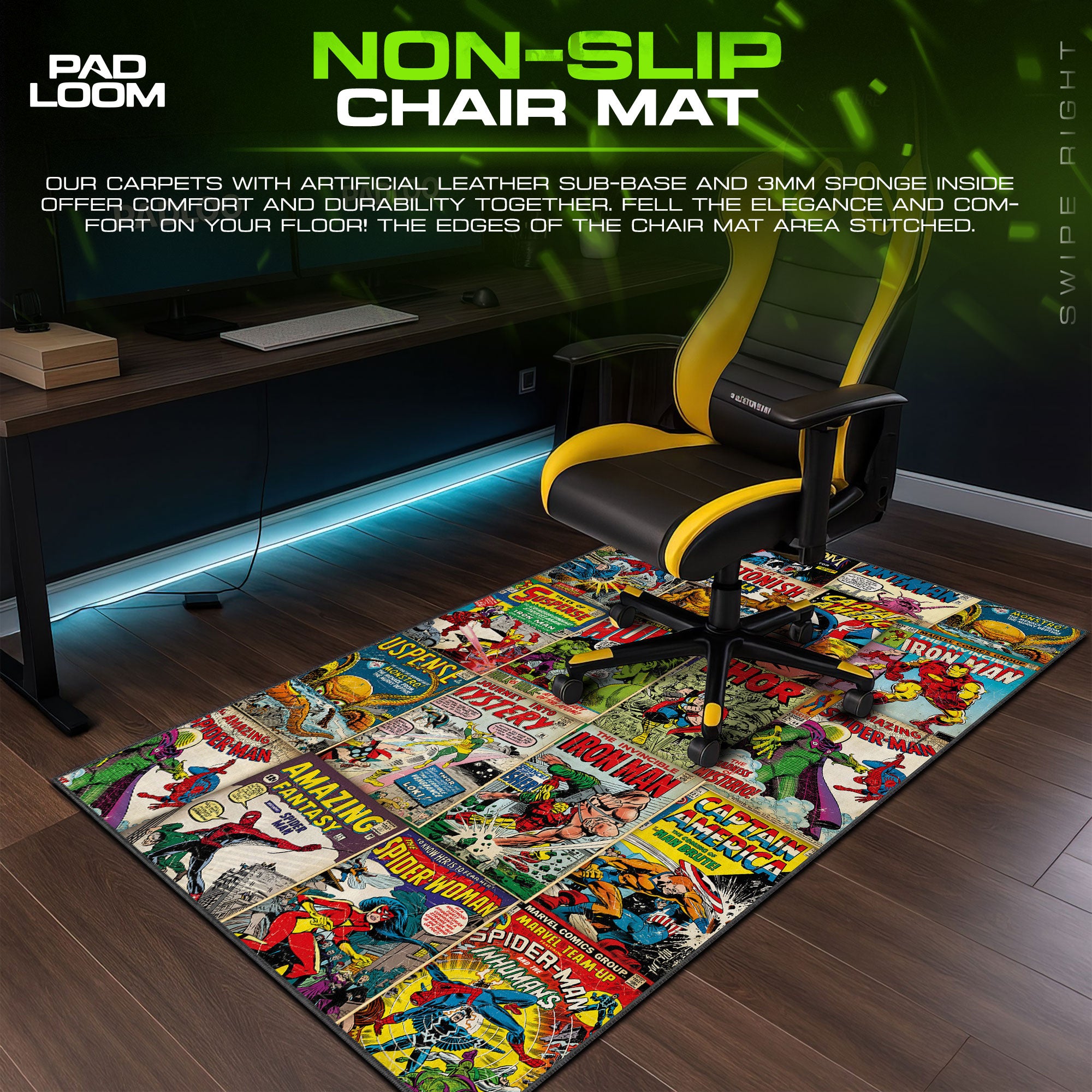 Marvel Comics Collage Mouse Pad, Superhero Gamer Desk Mat