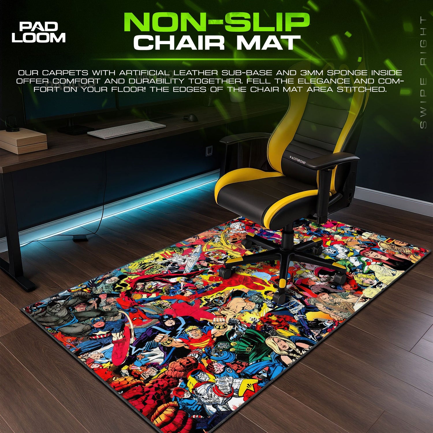 Marvel Comics Mouse Pad, Classic Heroes Collage Desk Mat Padloom