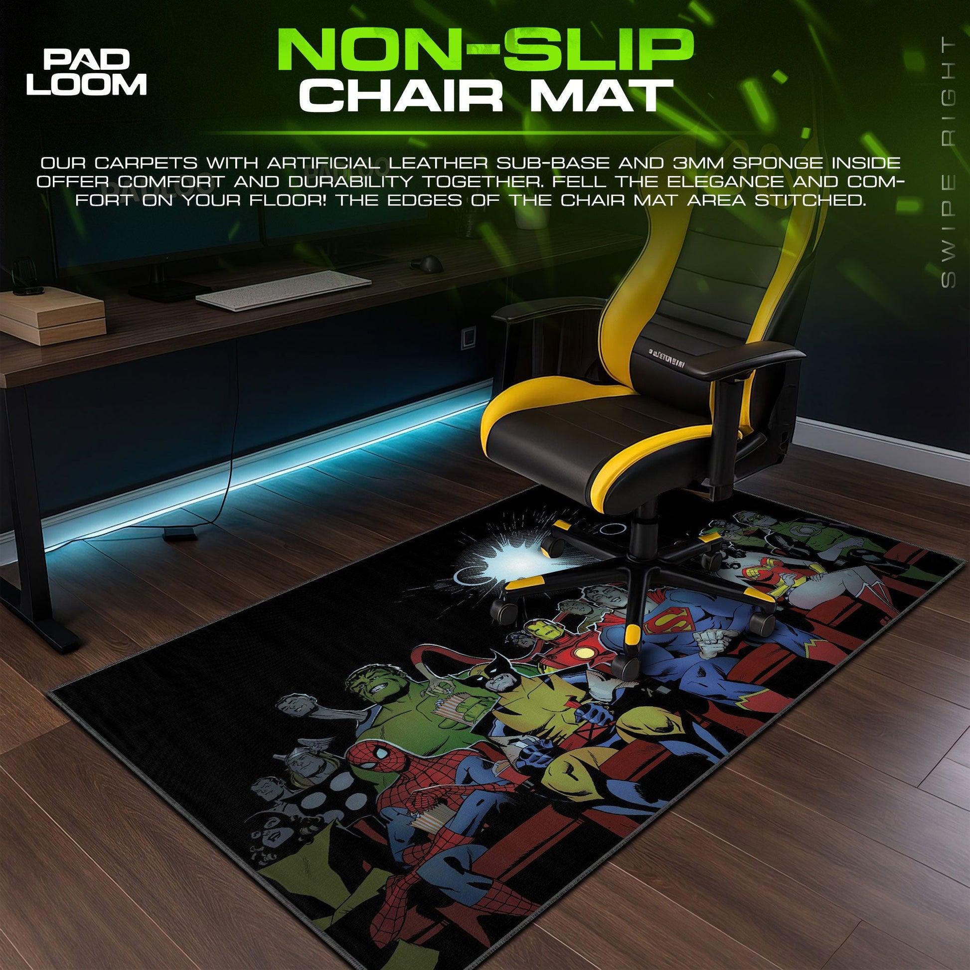 Marvel & DC Heroes Mouse Pad - Cinematic Showdown Gaming Desk Mat Padloom