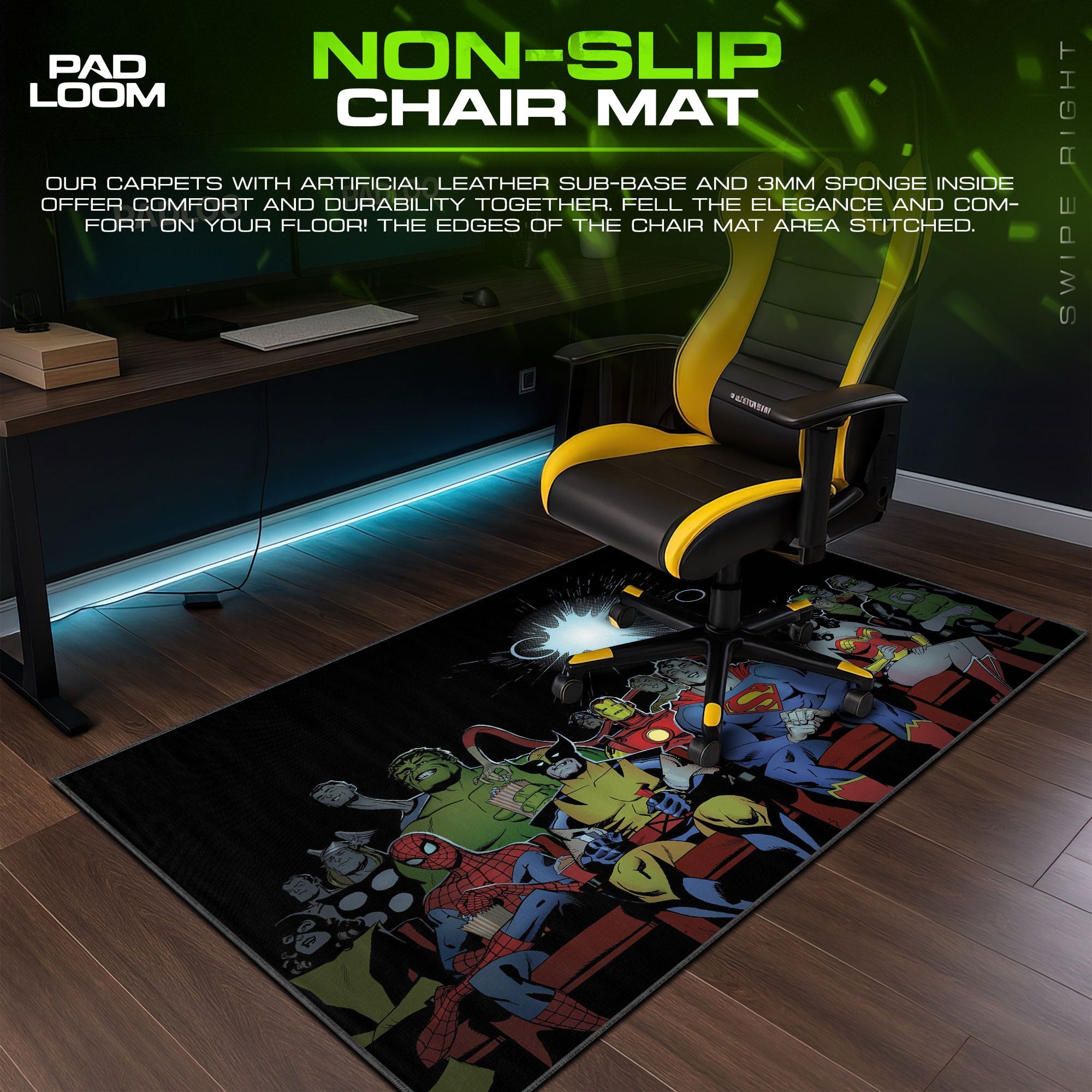 Marvel & DC Heroes Mouse Pad - Cinematic Showdown Gaming Desk Mat Padloom