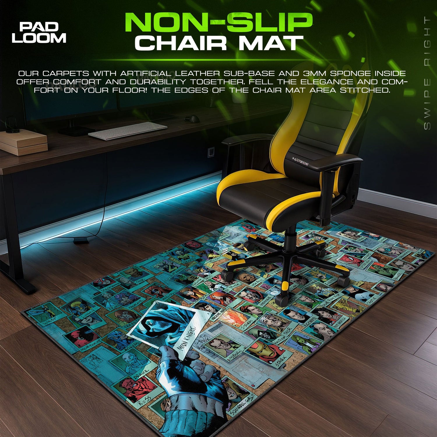Marvel Heroes Collage Mouse Pad, Comic Gaming Desk Mat Padloom