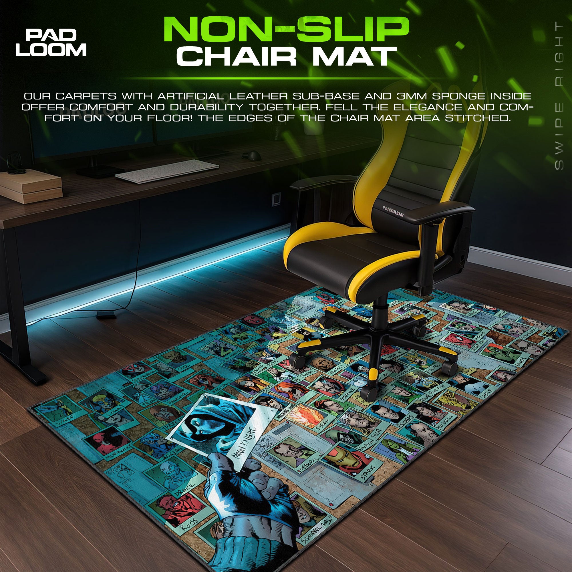 Marvel Heroes Collage Mouse Pad, Comic Gaming Desk Mat