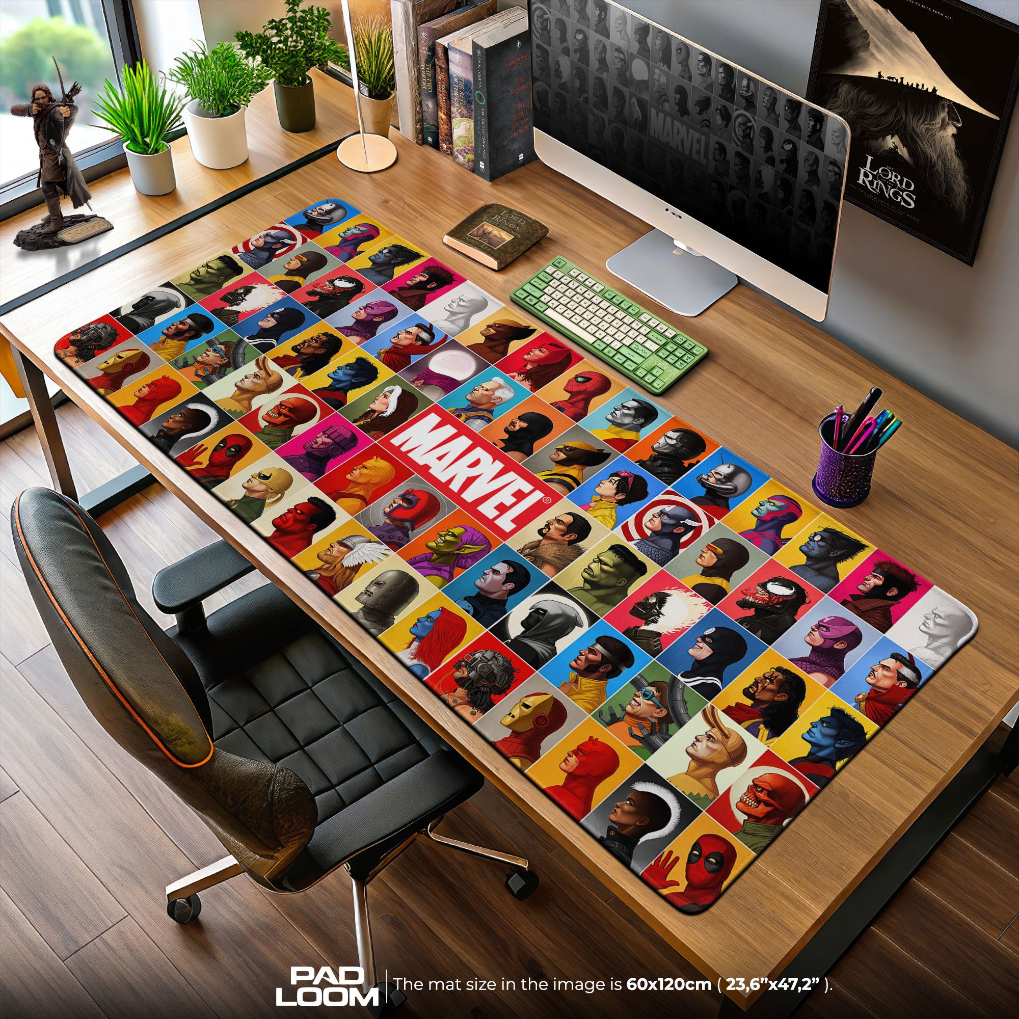 Marvel Heroes Grid Mouse Pad, Comic Gaming Desk Mat