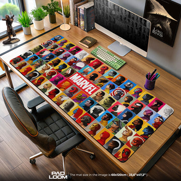 Marvel Heroes Grid Mouse Pad, Comic Gaming Desk Mat
