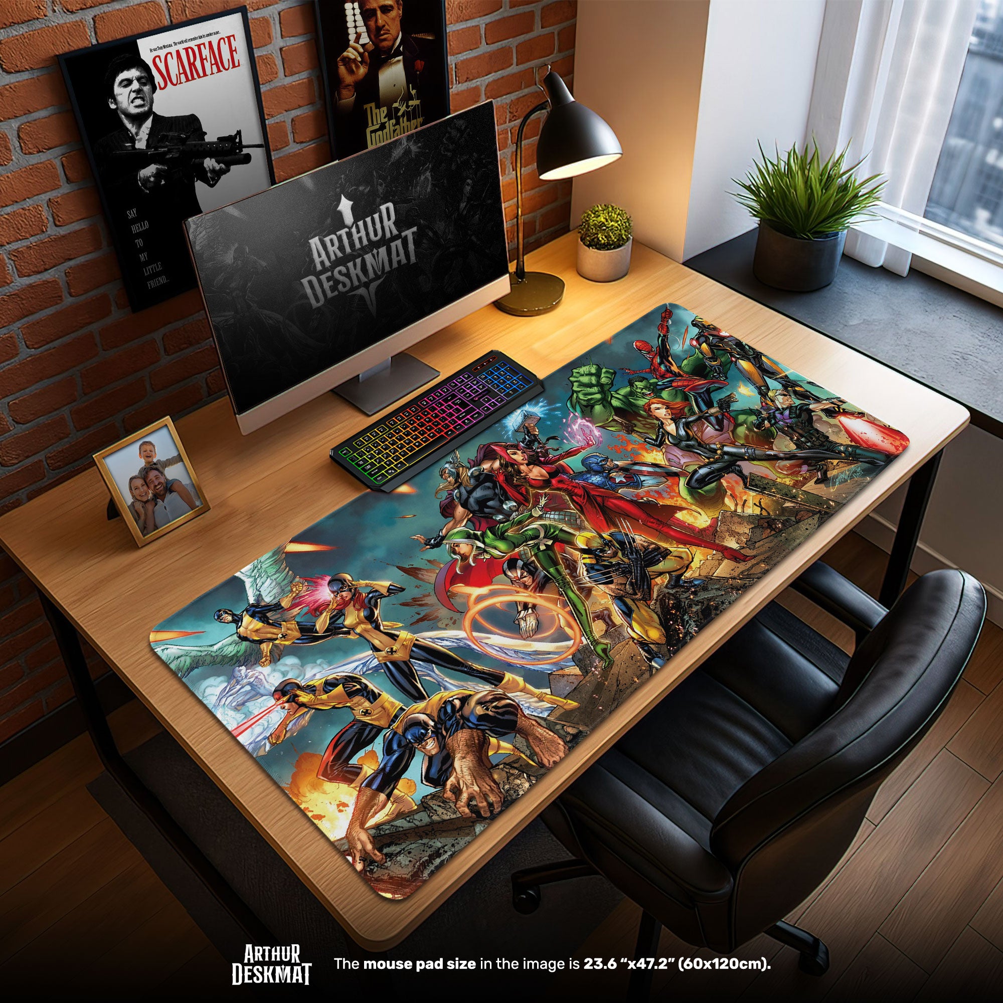 Marvel Heroes Mouse Pad, Epic Battle Comic Desk Mat