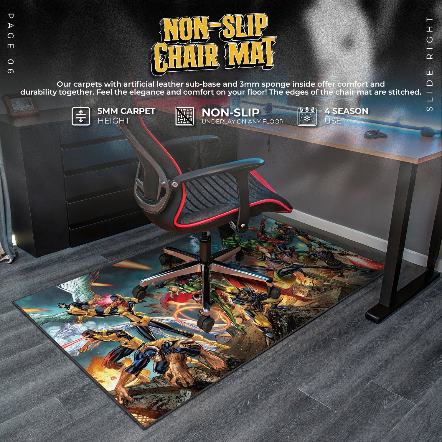 Marvel Heroes Mouse Pad, Epic Battle Comic Desk Mat Padloom