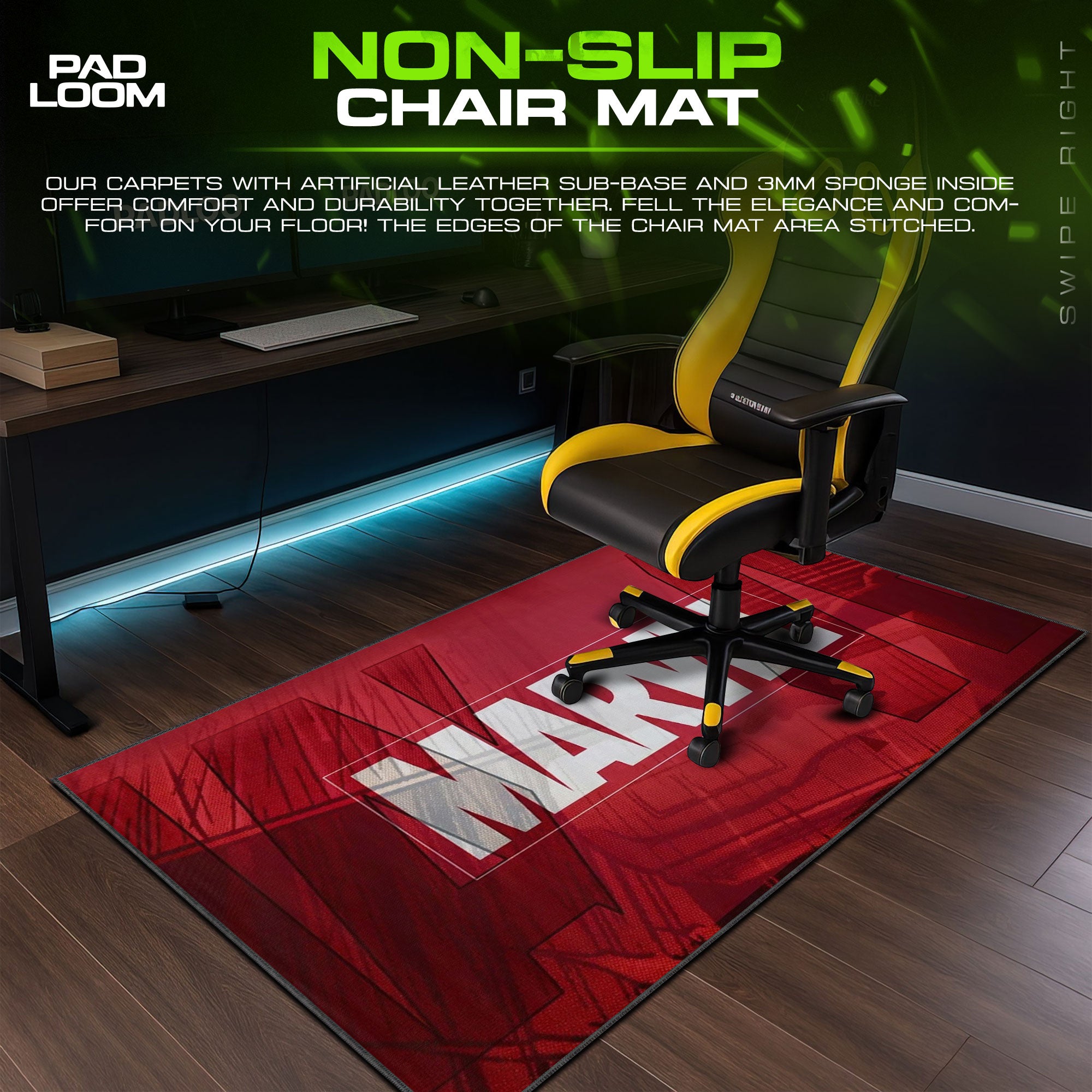 Marvel Logo White Mouse Pad, Marvel Gamer Desk Mat