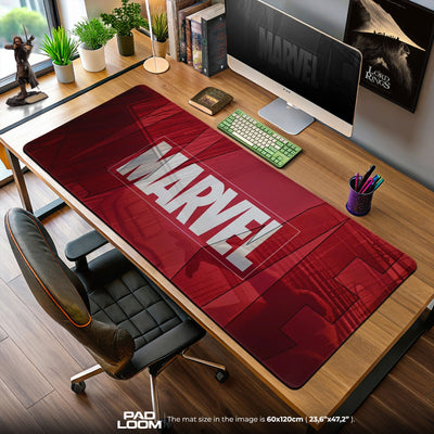 Marvel Logo White Mouse Pad, Marvel Gamer Desk Mat