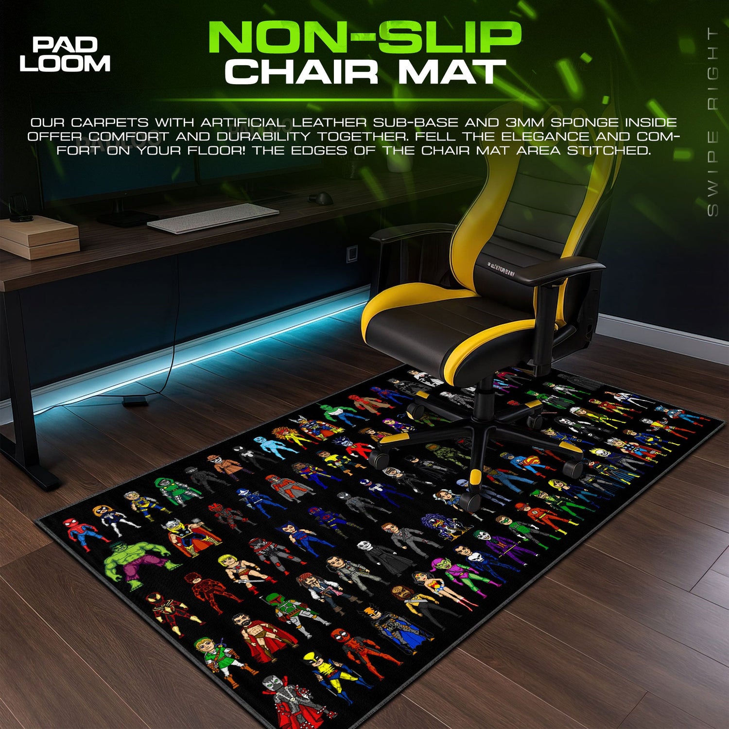 Marvel Mouse Pad, Pixel Heroes Gaming Desk Mat Padloom