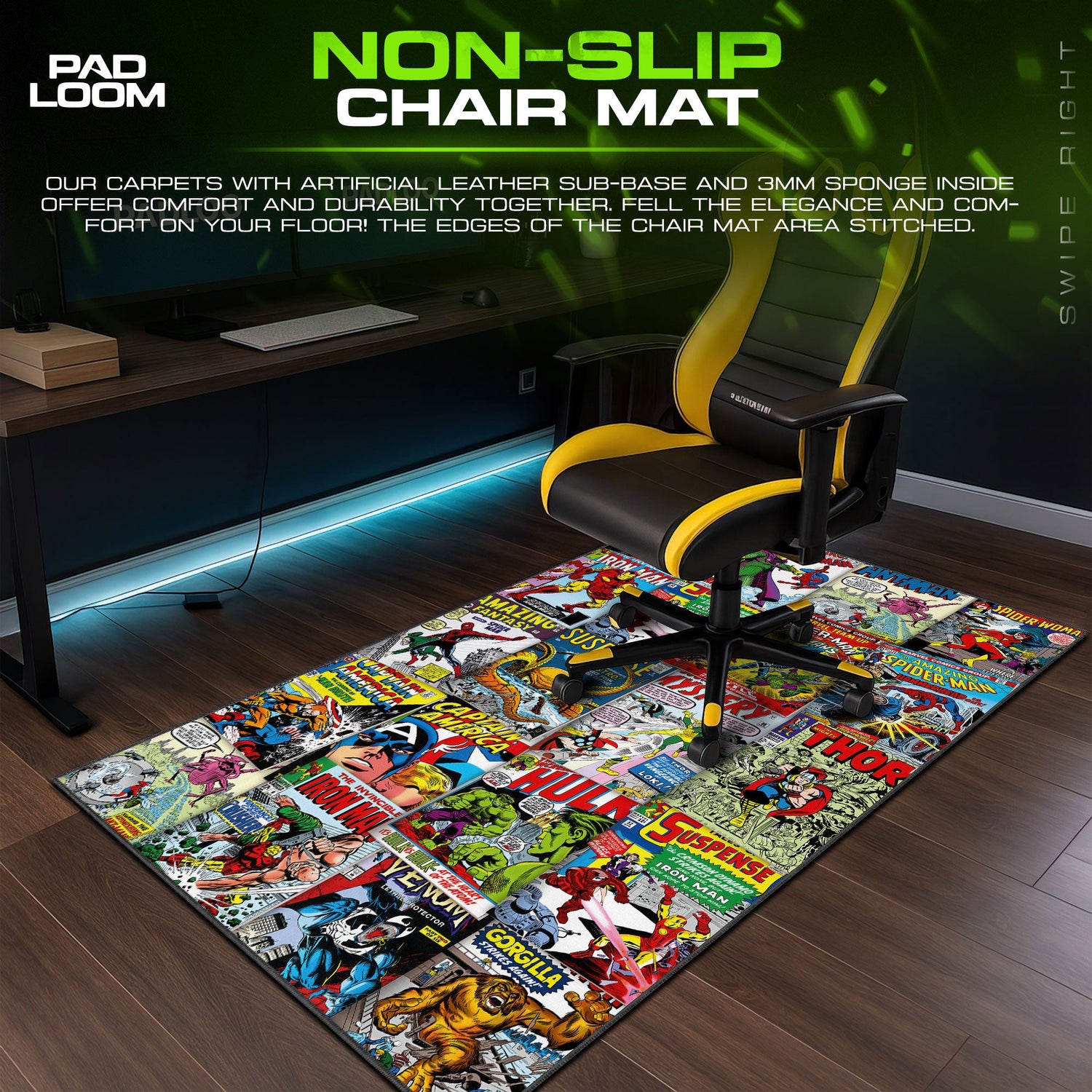 Marvel Retro Covers Mouse Pad, Superhero Gamer Desk Mat Padloom