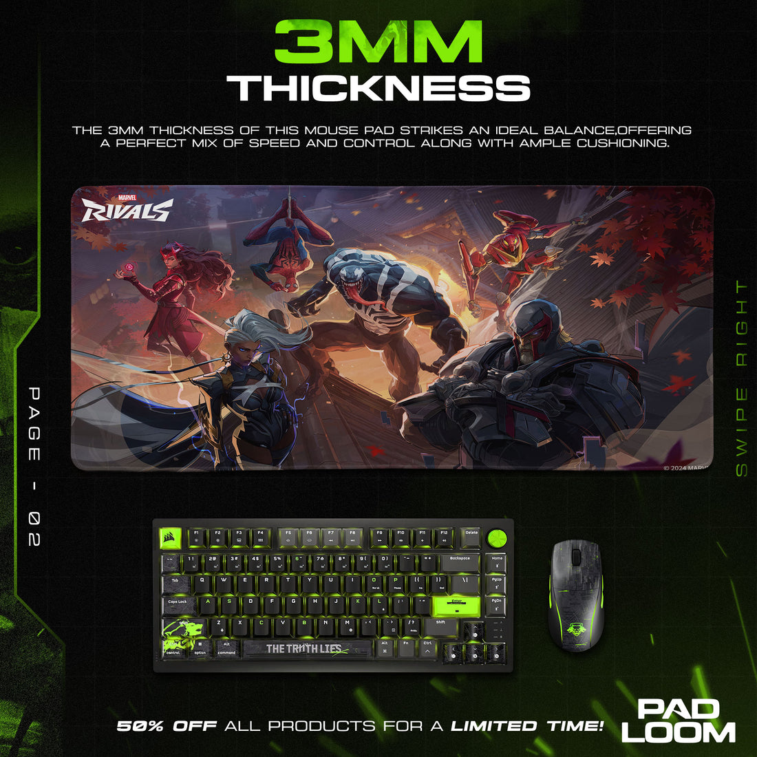 Marvel Rivals Heroes Battle Mouse Pad, Gaming Desk Mat