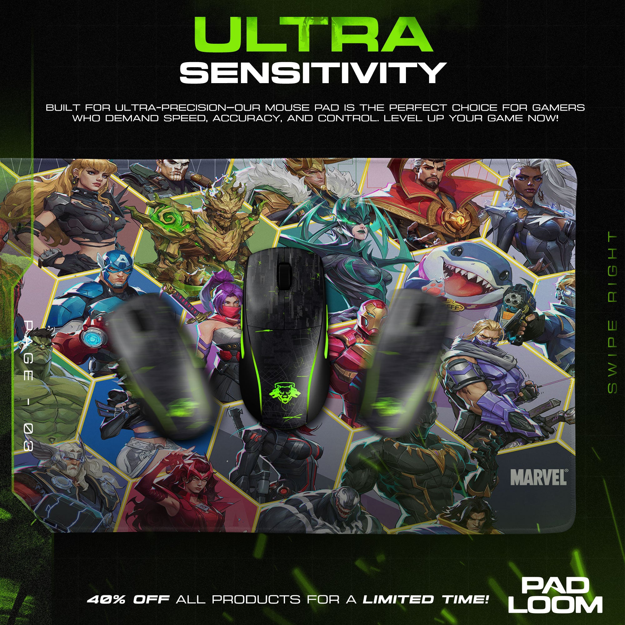 Marvel Rivals Heroes Mouse Pad, Superhero Gaming Desk Mat
