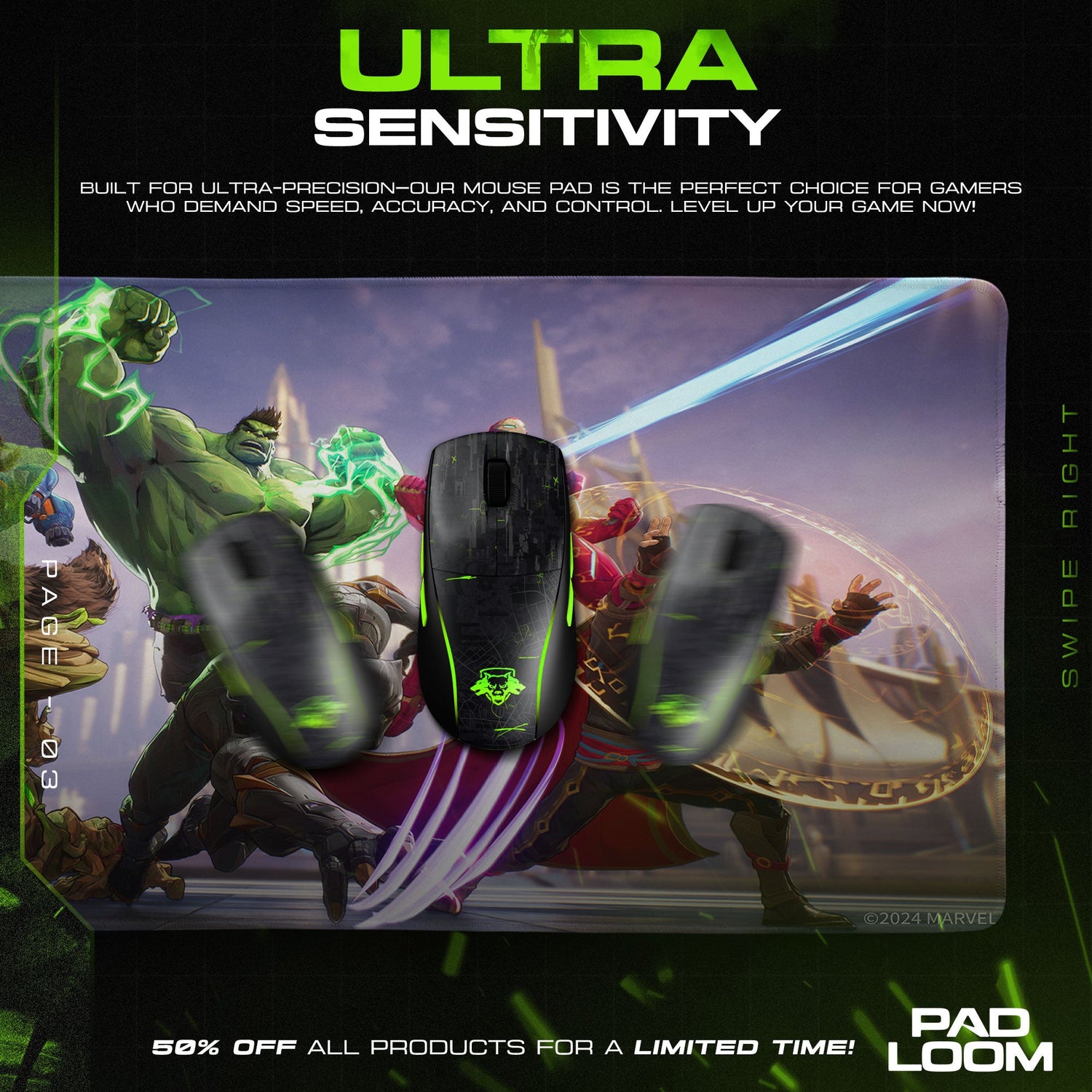 Marvel Rivals Heroes Unite Mouse Pad, Epic Gaming Desk Mat Padloom