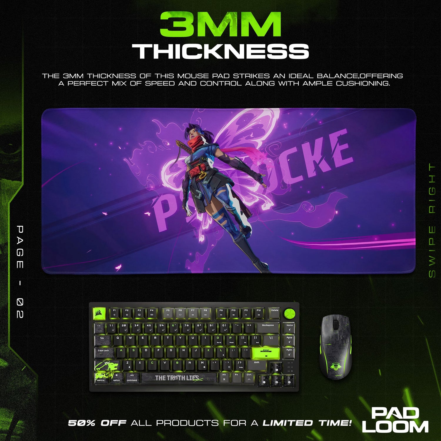 Marvel Rivals Psylocke Butterfly Mouse Pad – Gaming Desk Mat Padloom