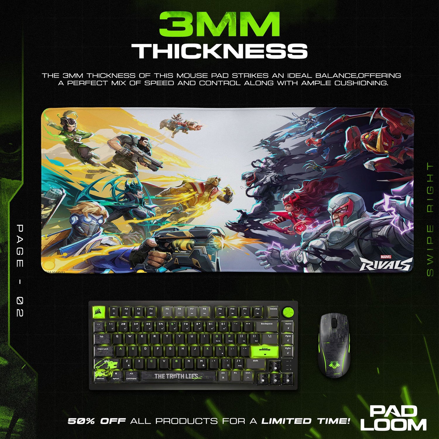 Marvel Rivals Showdown Mouse Pad, Game Heroes Desk Mat Padloom