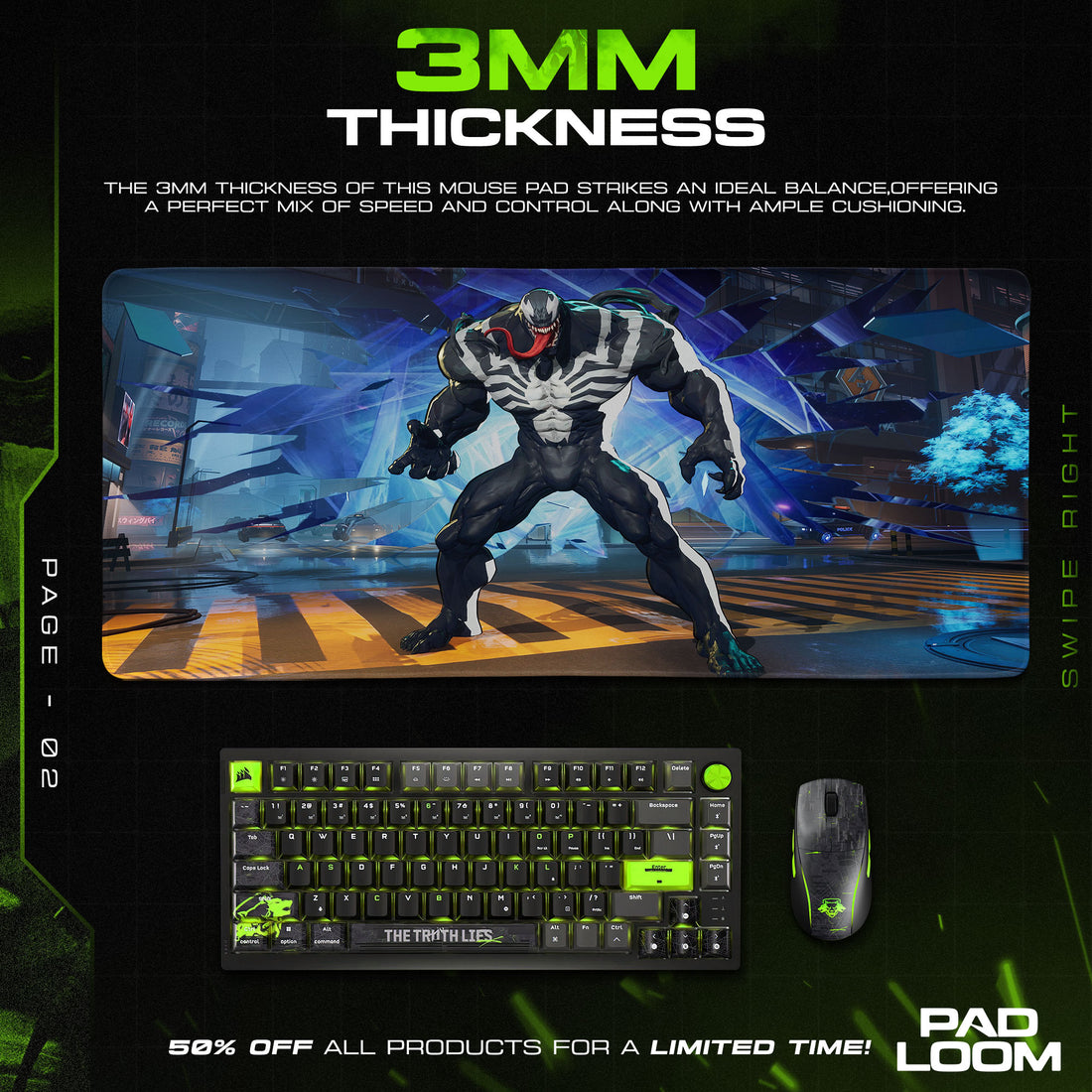 Marvel Rivals Venom Mouse Pad – Hero Gaming Desk Mat