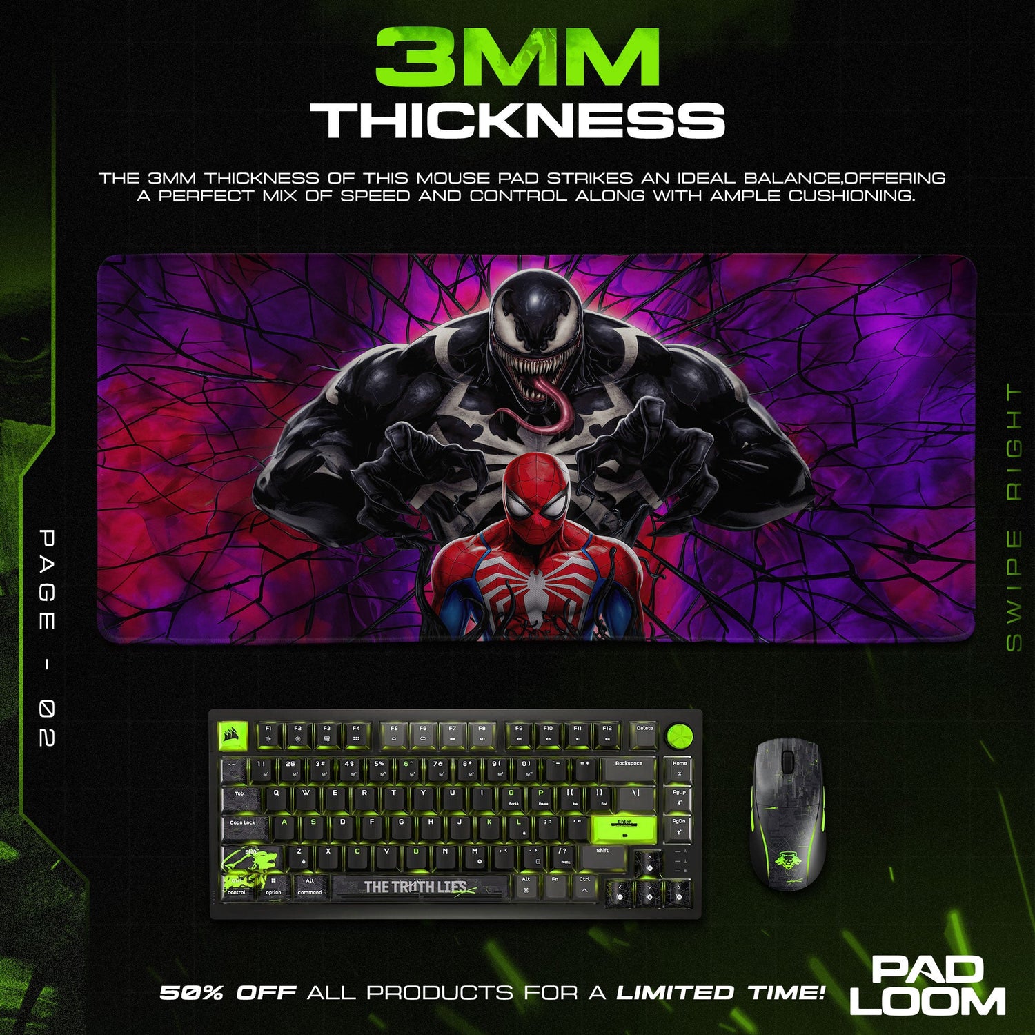 Marvel Spider-Man vs. Venom Mouse Pad – Hero Gaming Desk Mat Padloom