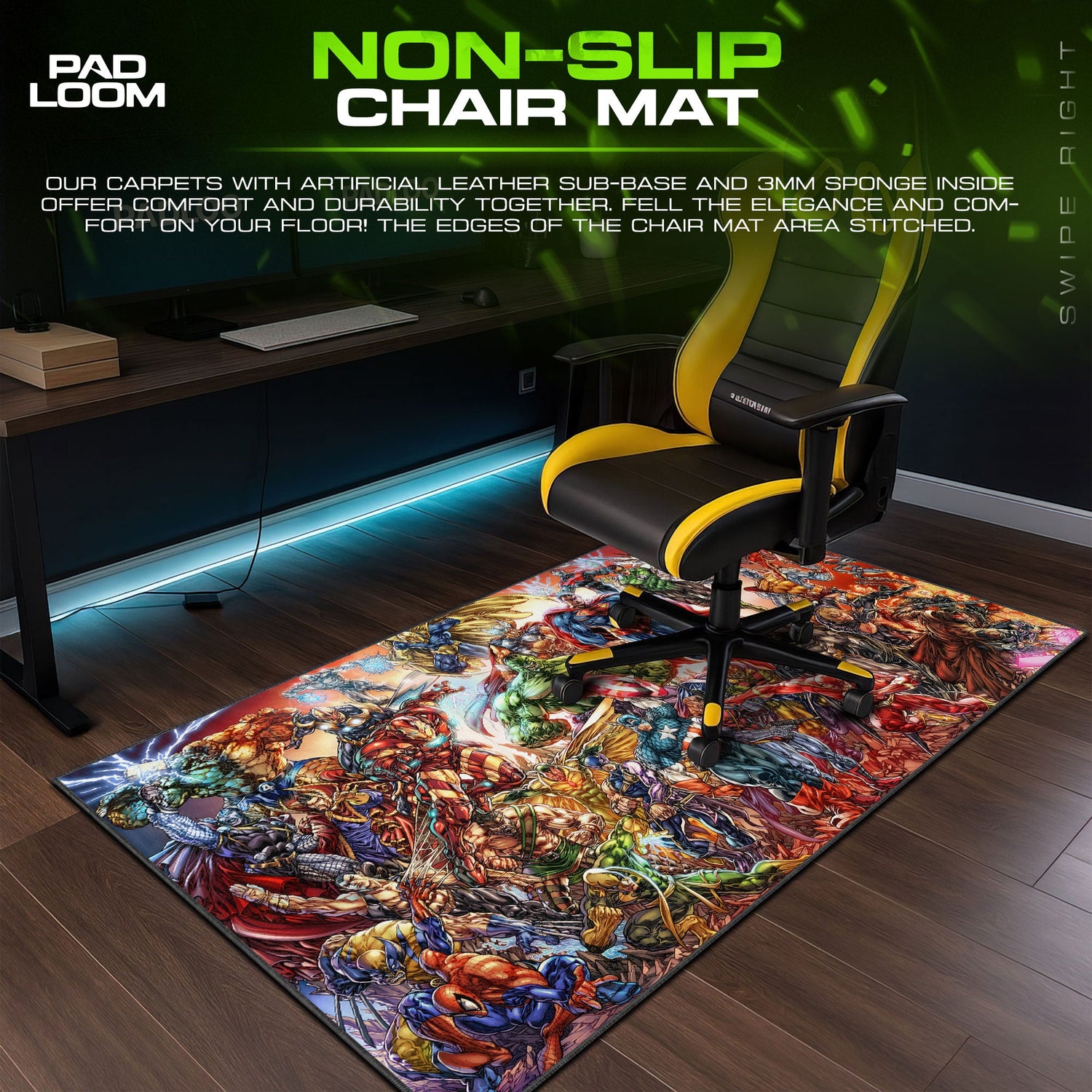 Marvel Superheroes Epic Battle Mouse Pad, Cartoon Desk Mat Padloom