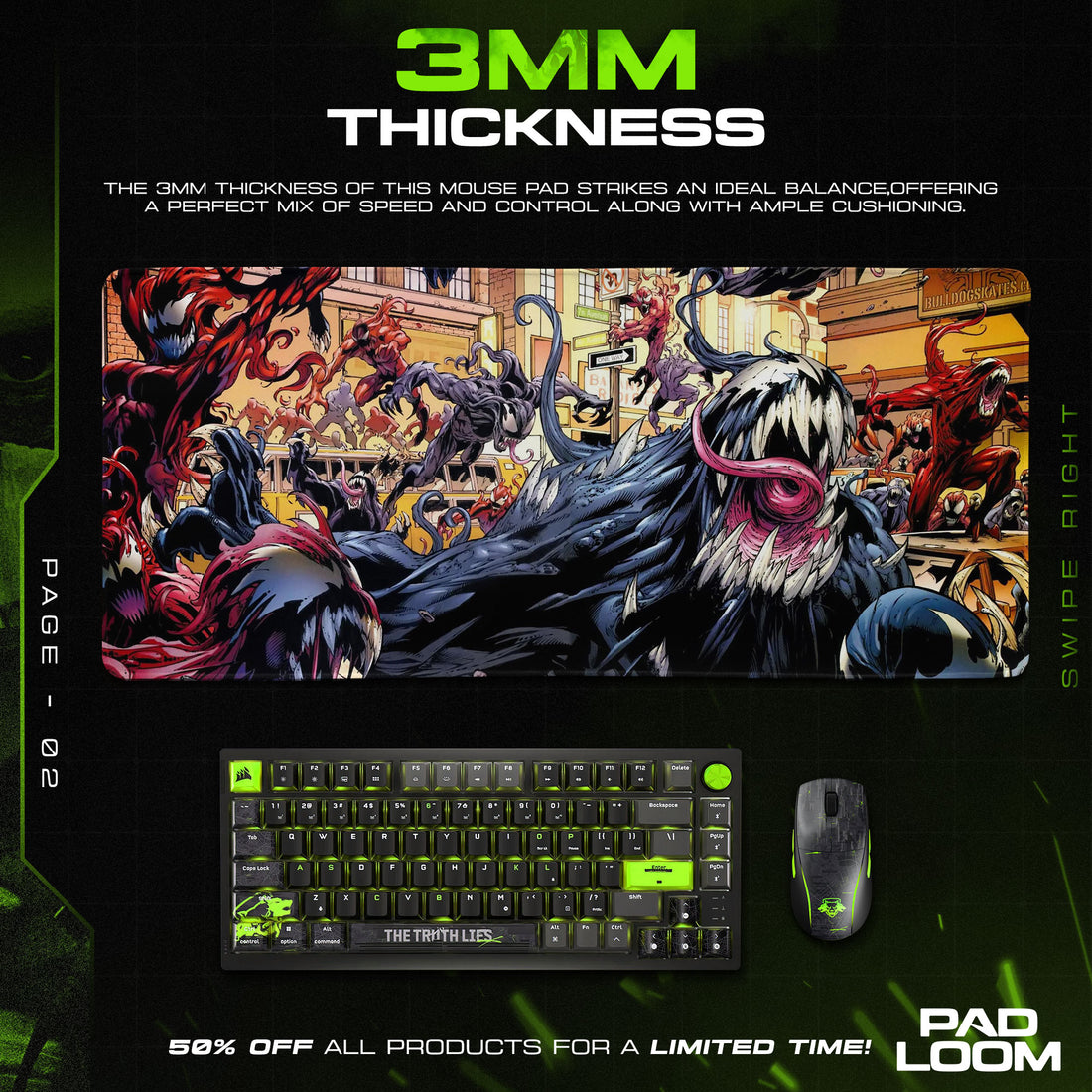 Marvel Venom vs. Carnage Mouse Pad – Comic Gaming Desk Mat