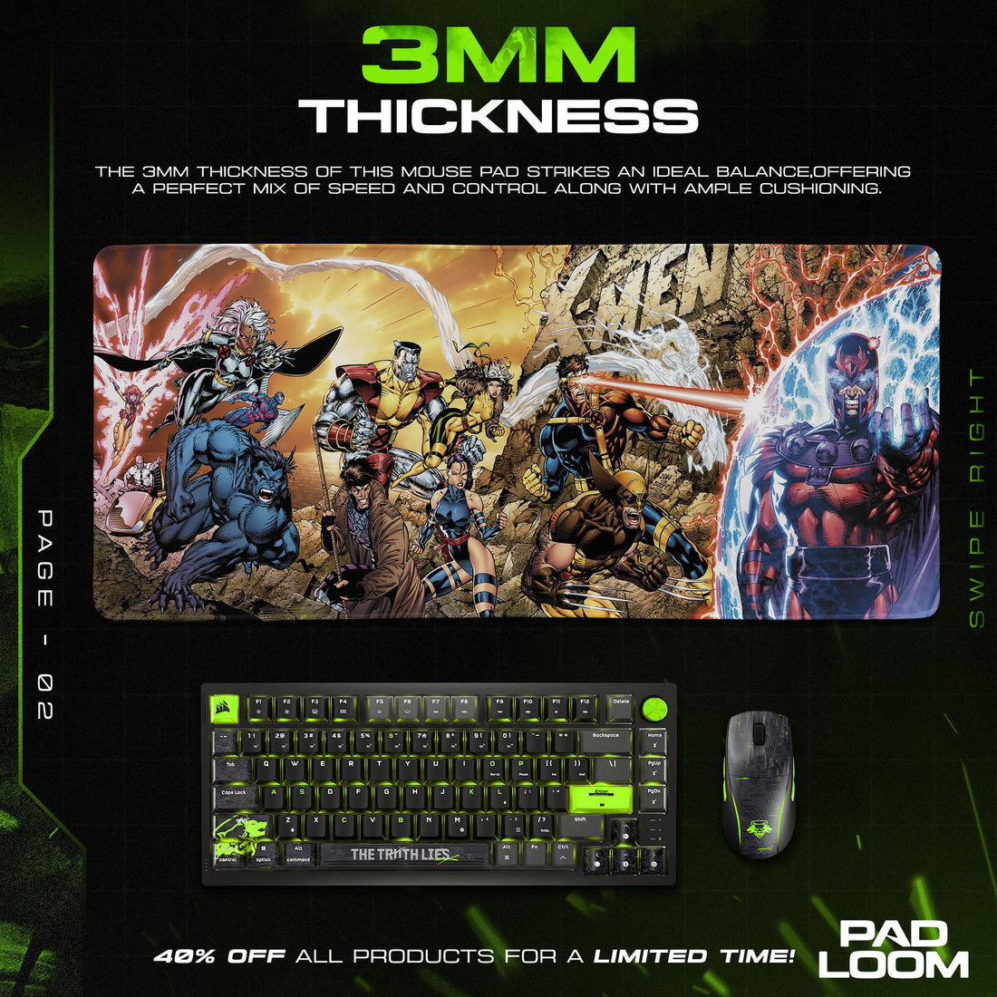 Marvel X-Men Team Battle Mouse Pad – Gaming Desk Mat