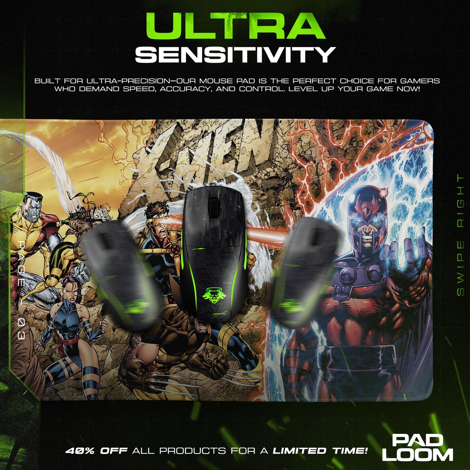 Marvel X-Men Team Battle Mouse Pad – Gaming Desk Mat Padloom