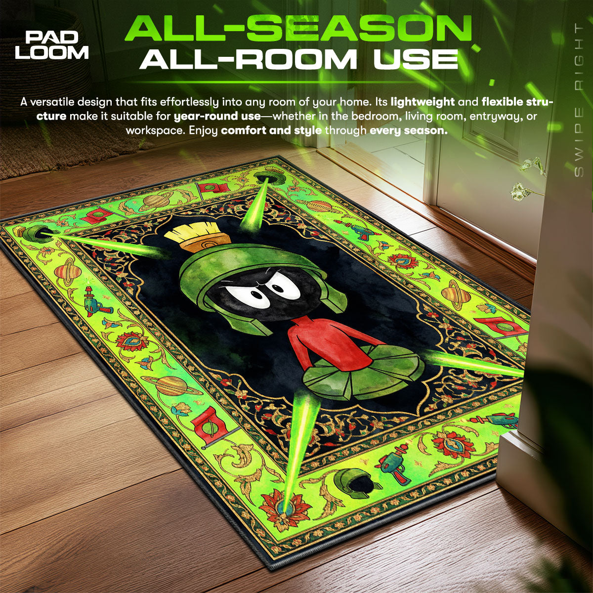 Marvin Martian Kids fan rug — premium quality print