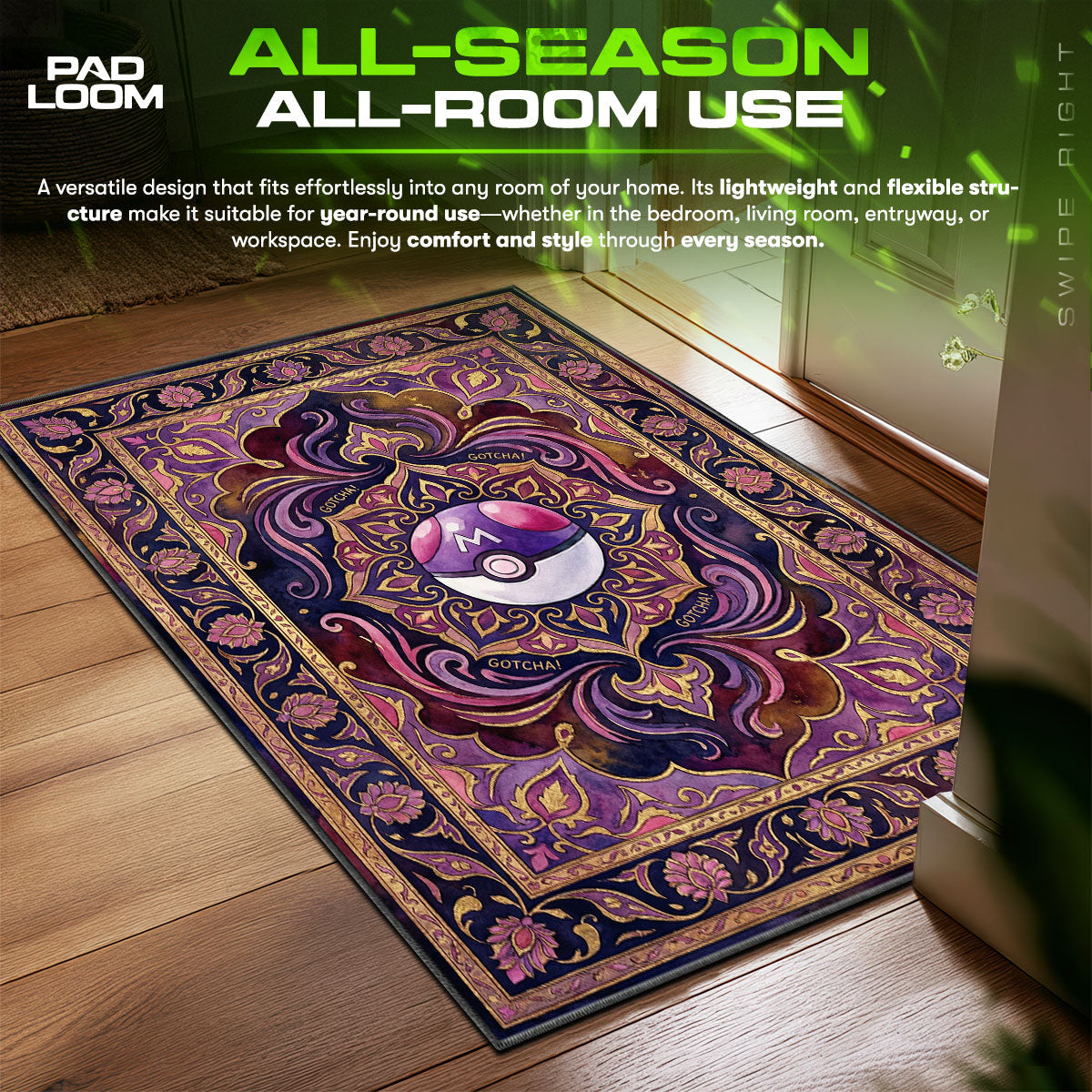 Master Catch Pokémon Chair fan rug — premium quality print