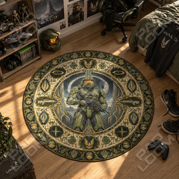 Master Chief Medallion Round Rug - Halo Chair Mat