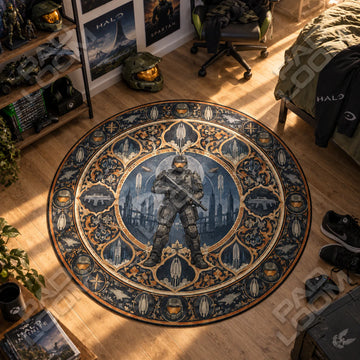 Master Chief Moonlit Round Rug - Halo Chair Mat