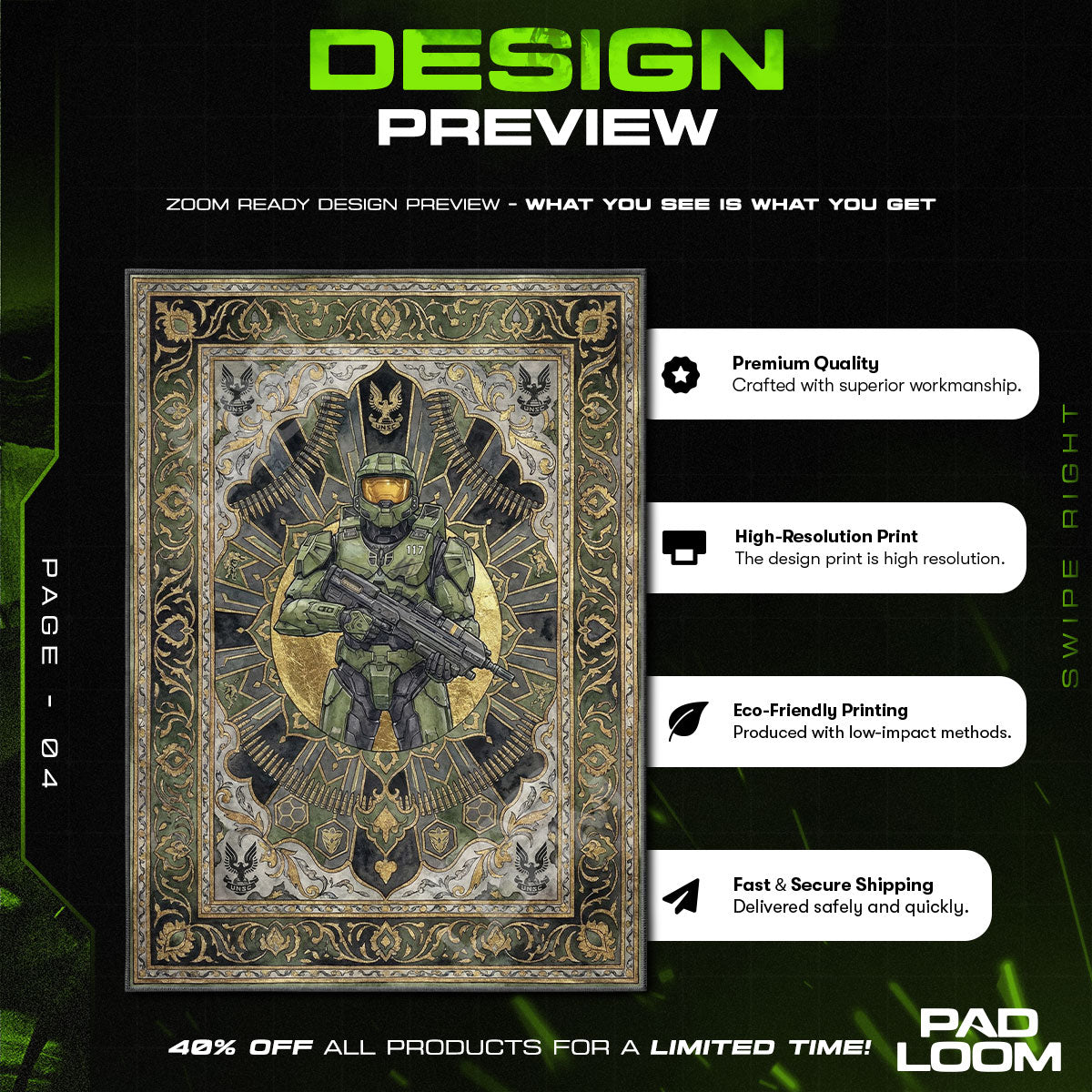 Master Chief königlicher Porträtteppich - Halo Stuhlunterlage