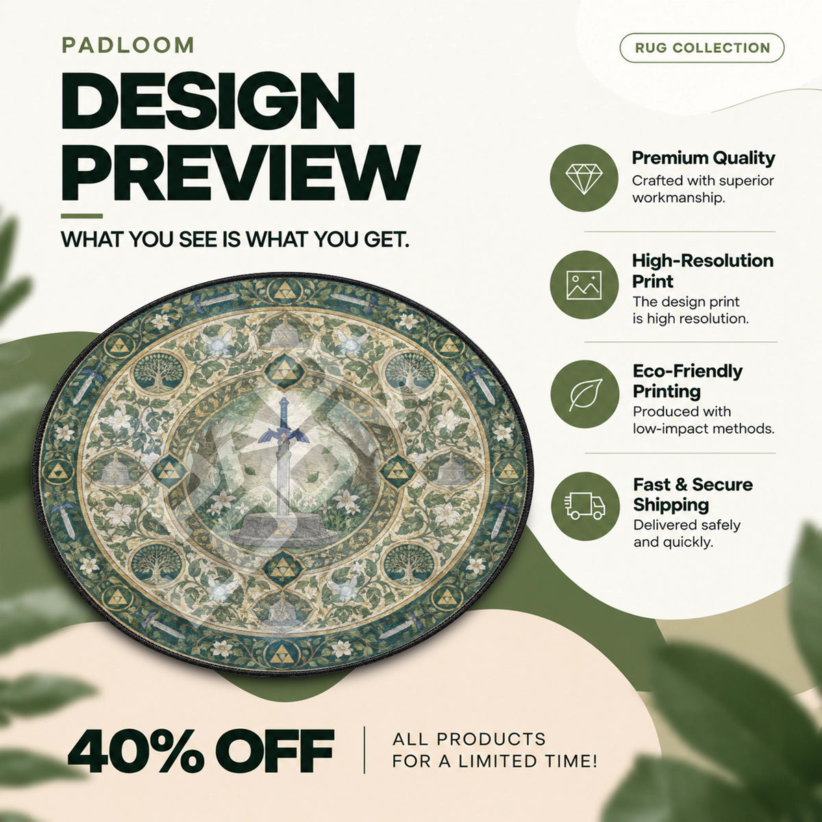 Master Sword Pedestal Round Rug - Zelda Chair Mat