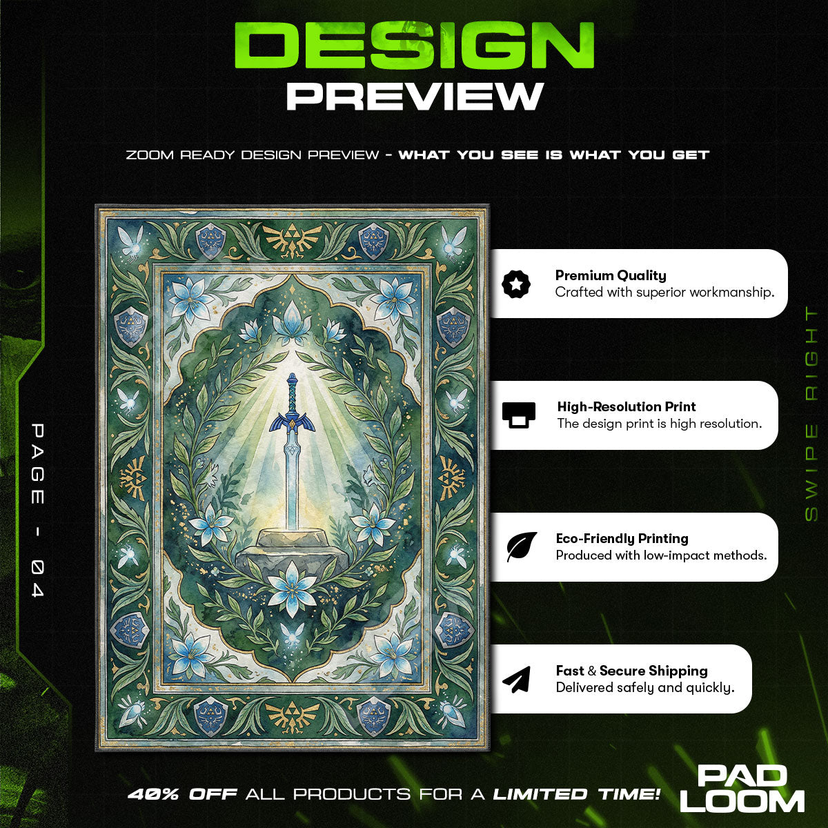 Master Sword Sacred Grove Rug - Zelda Chair Mat