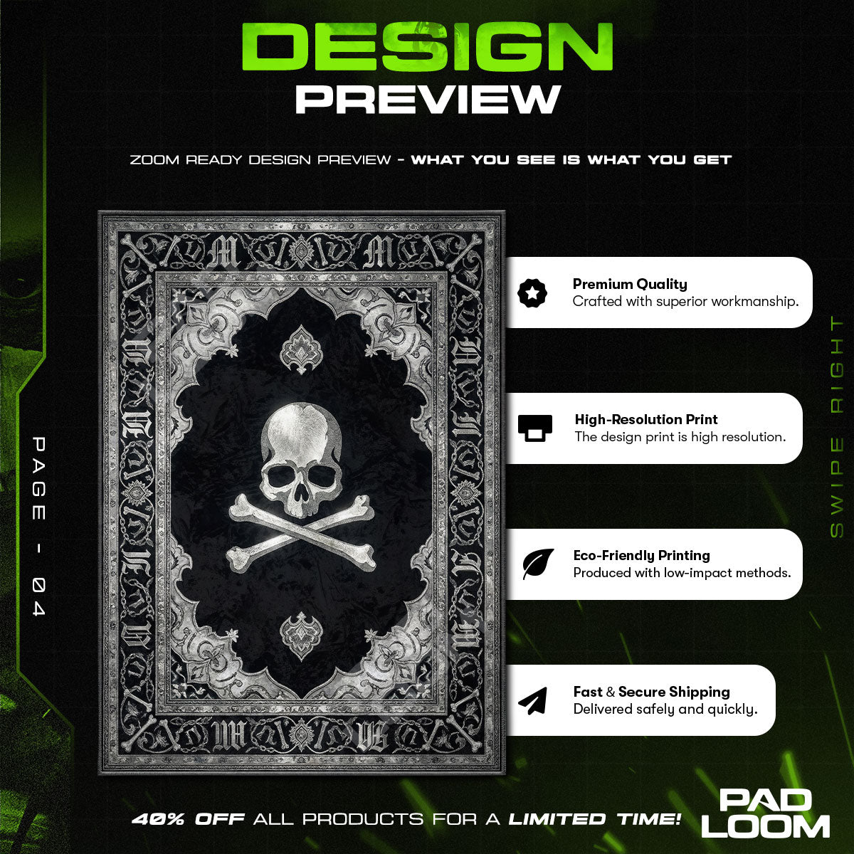 Floor character design printed on rug