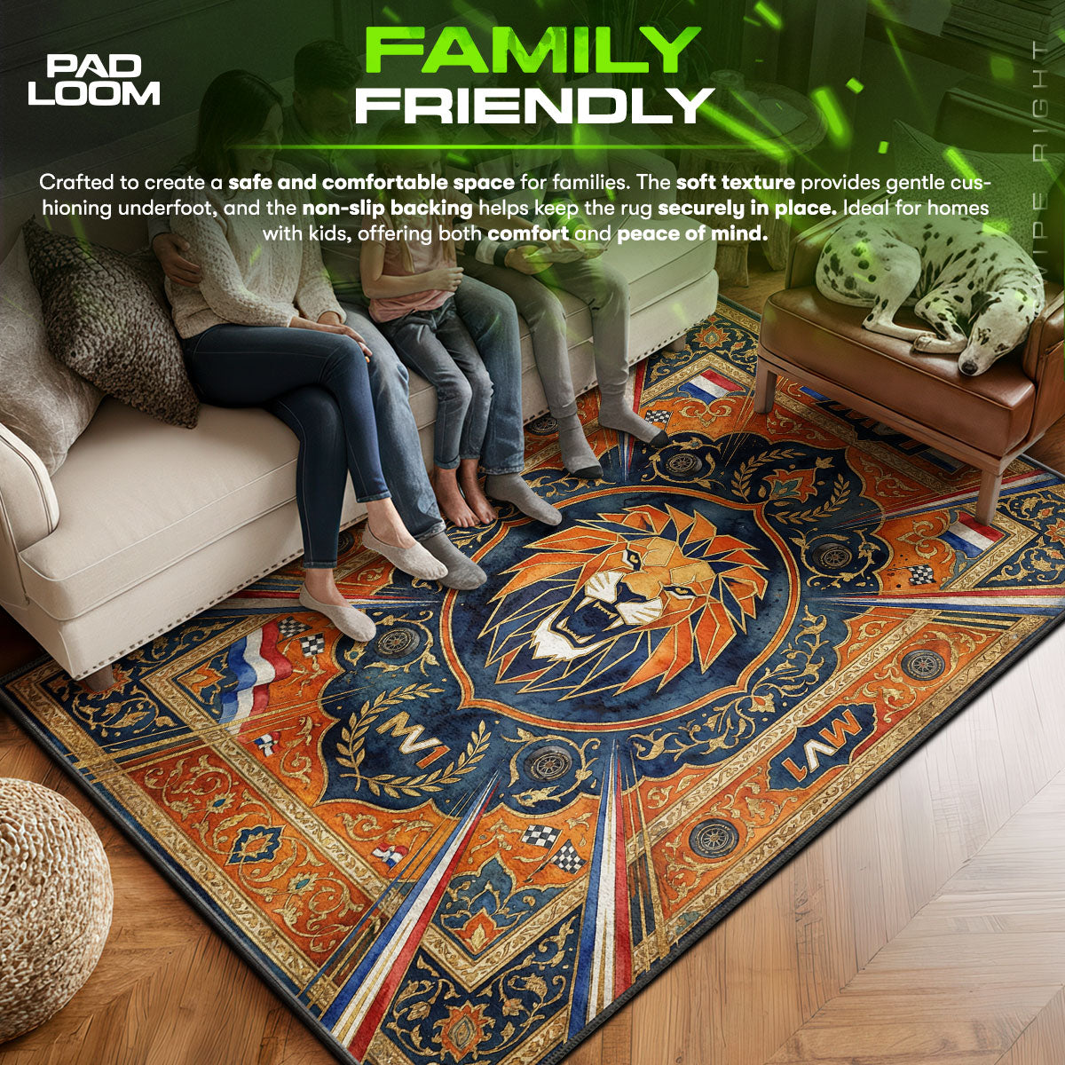 Max area rug showing full home decor artwork