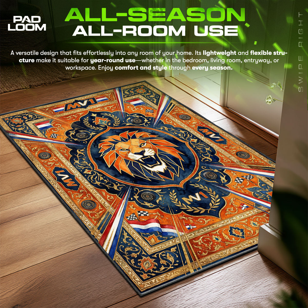 Max Verstappen MV1 F1 Floor fan rug — premium quality print