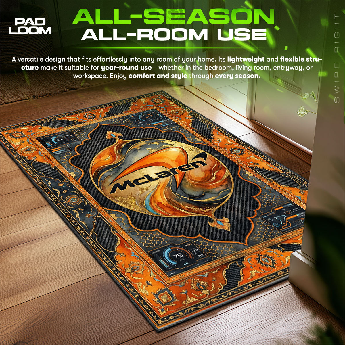 McLaren Carbon Fiber Motorsport fan rug — premium quality print