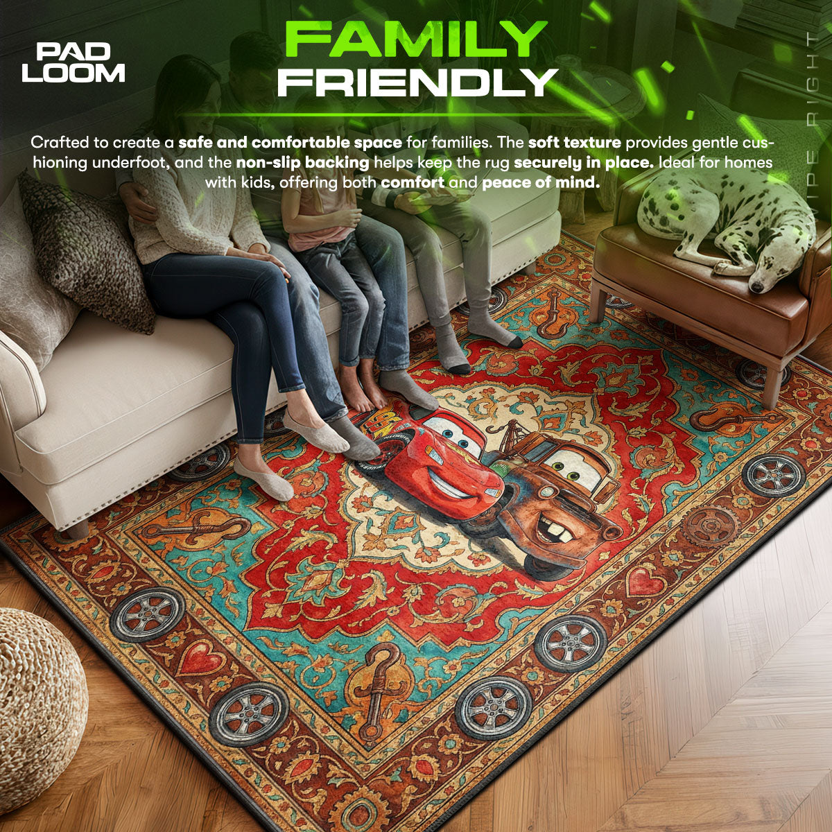 Bedroom character design printed on rug
