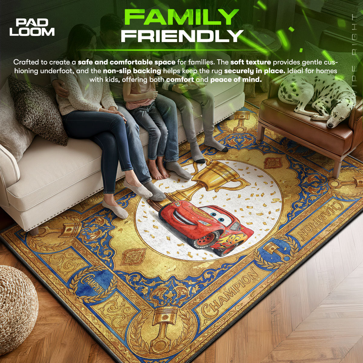 McQueen area rug showing full home decor artwork