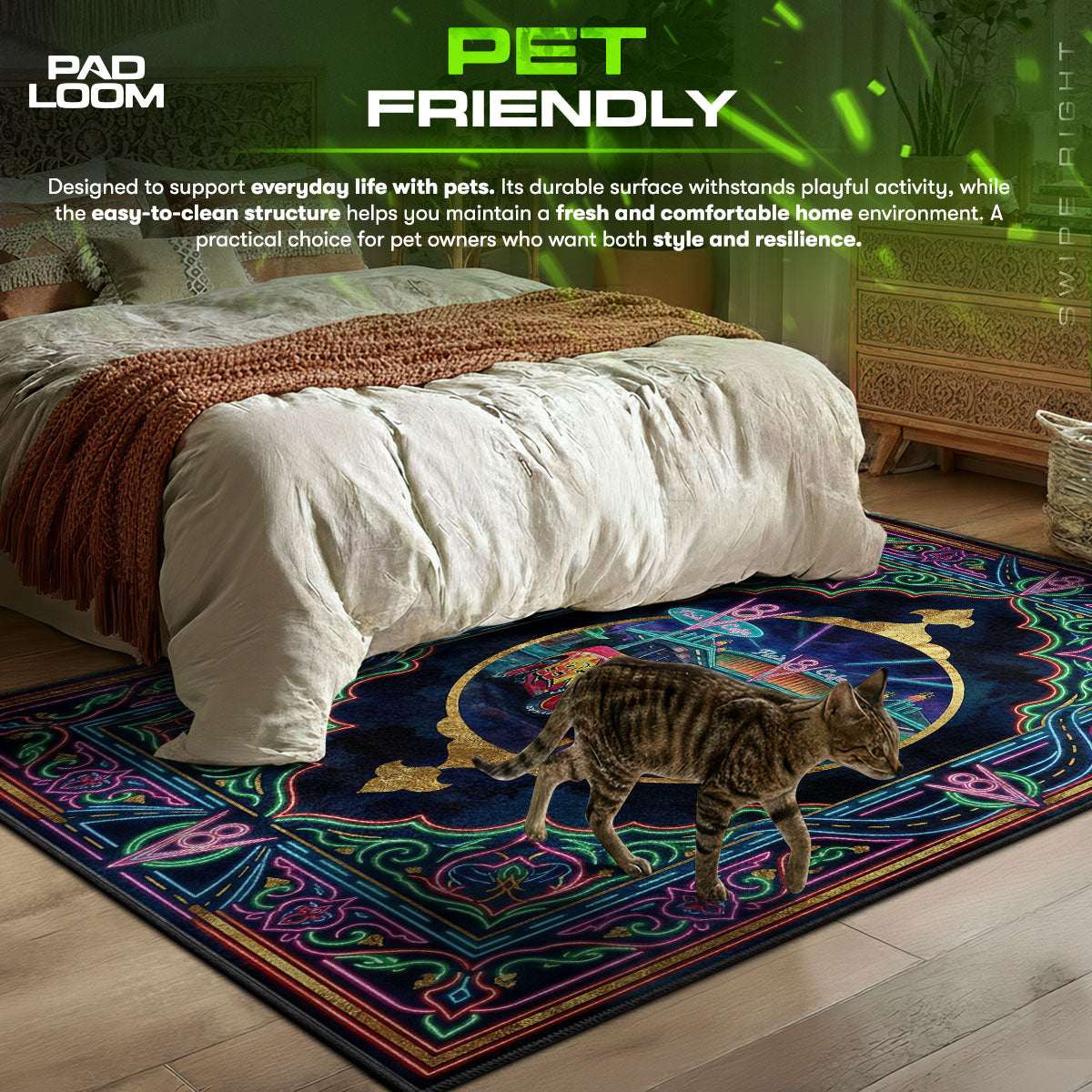 McQueen Flo's themed area rug for home decor fans