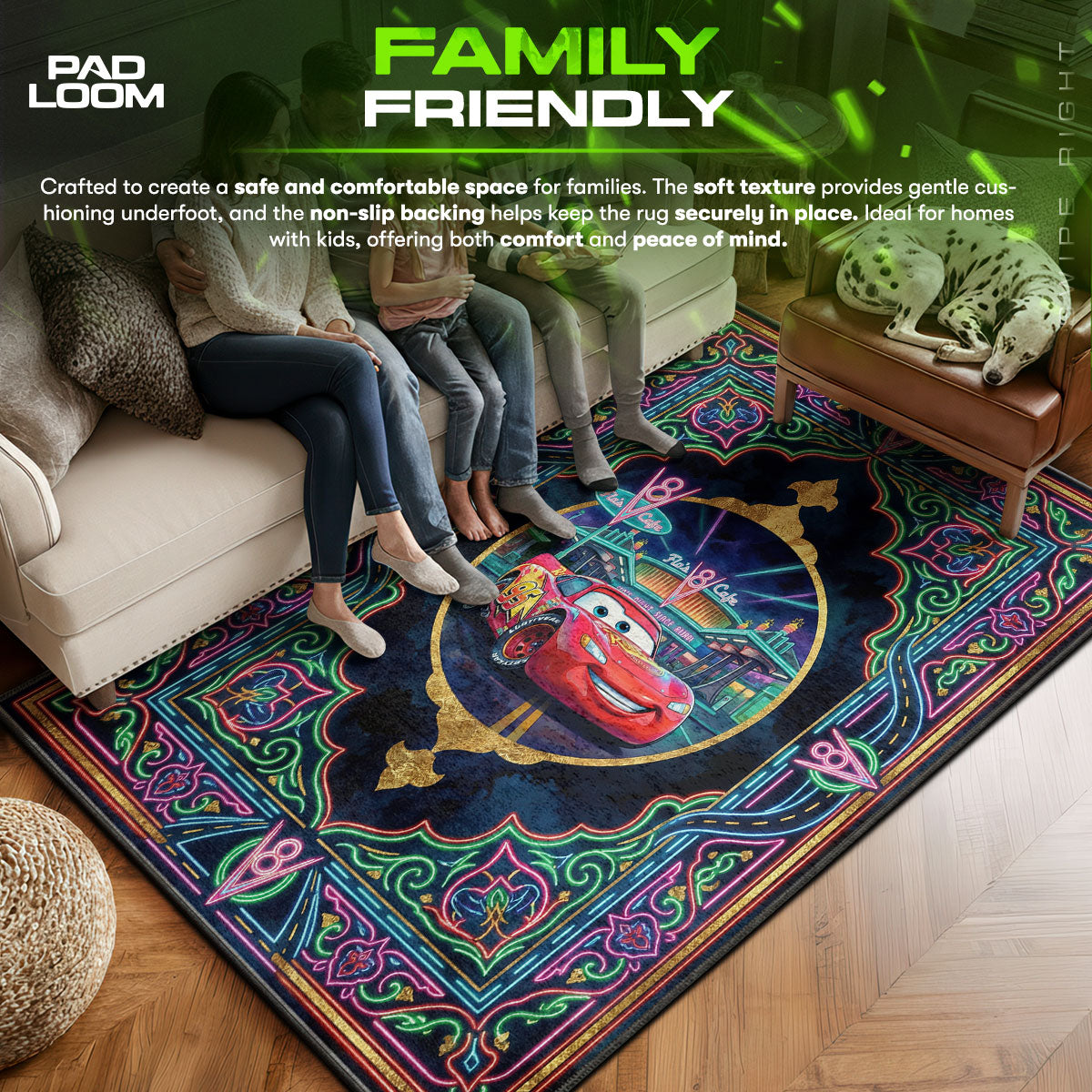 Bedroom character design printed on rug