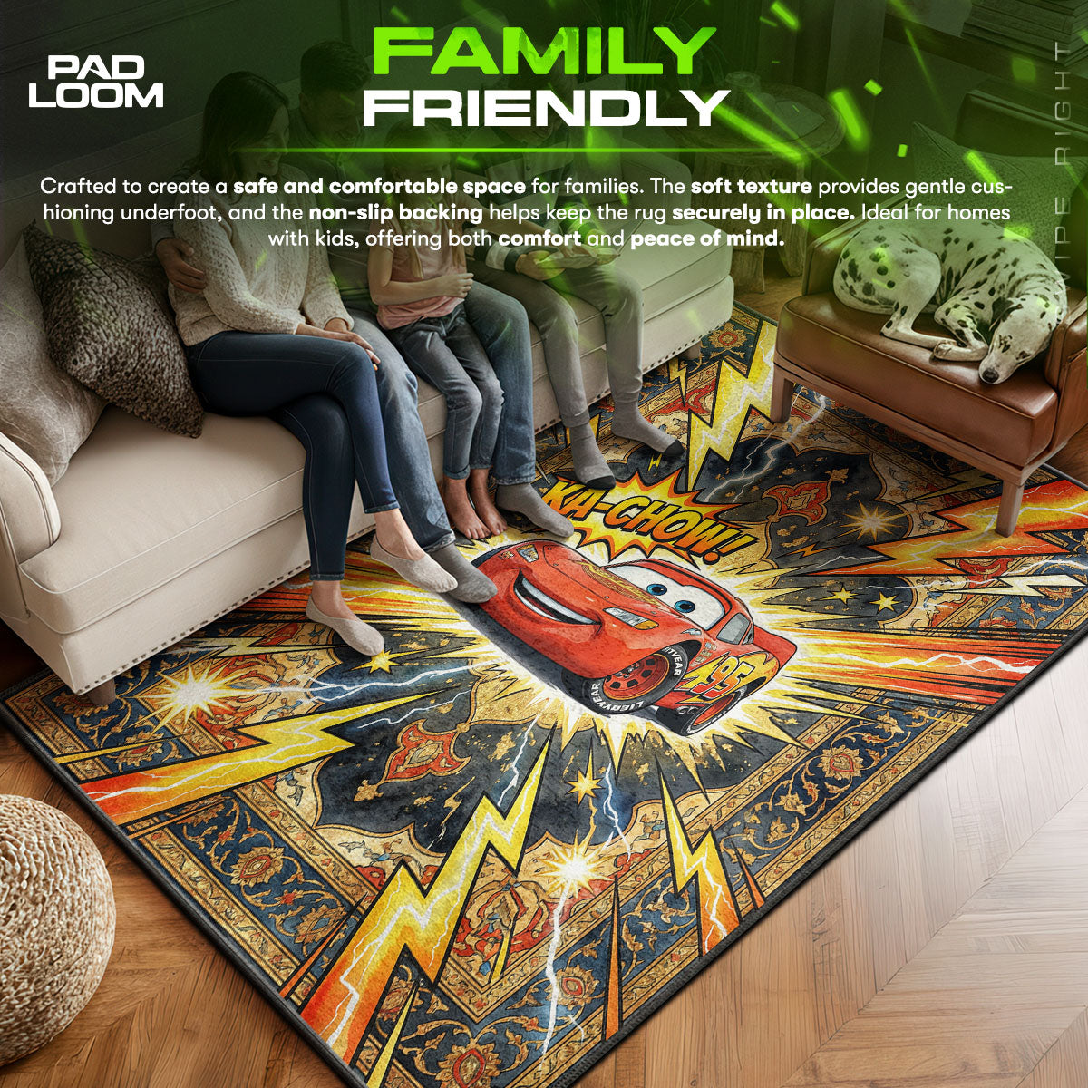 Bedroom character design printed on rug