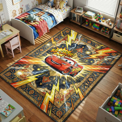 McQueen Ka-Chow Rug — Cars Movie Kids Bedroom Rug