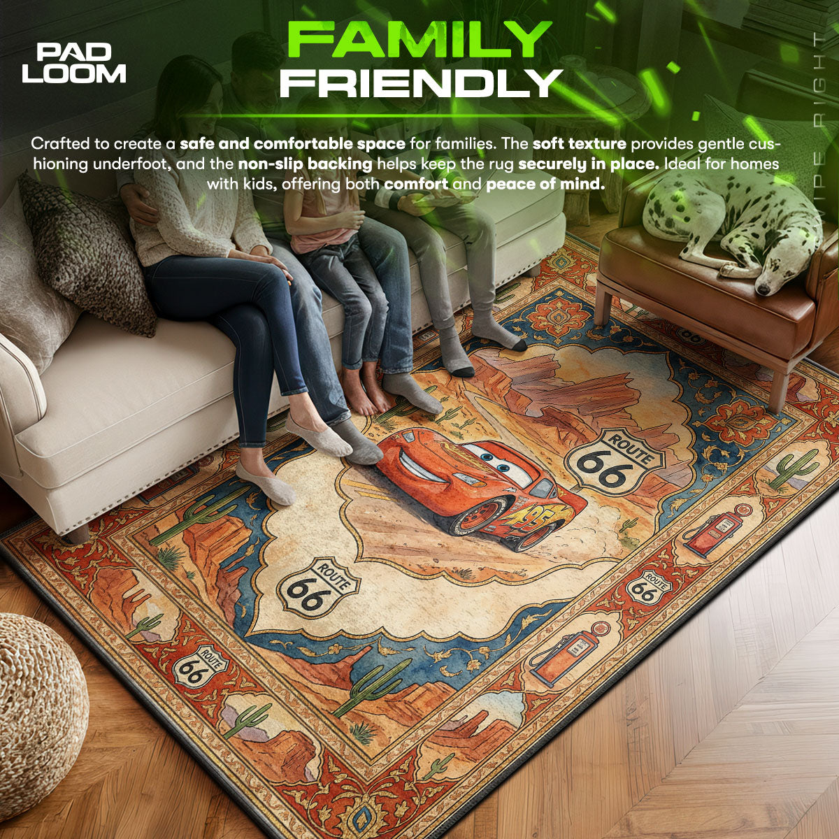 Bedroom character design printed on rug