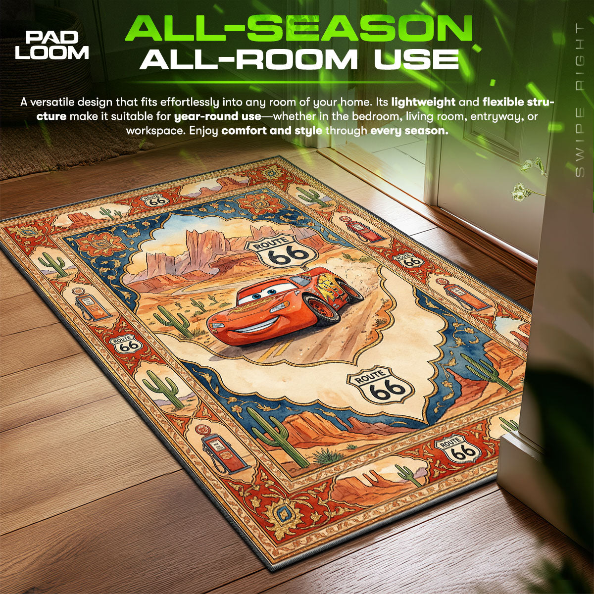Detailed close-up of McQueen rug pattern