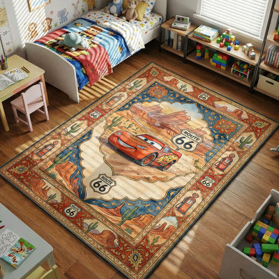 McQueen Route 66 Rug — Cars Movie Kids Bedroom Rug